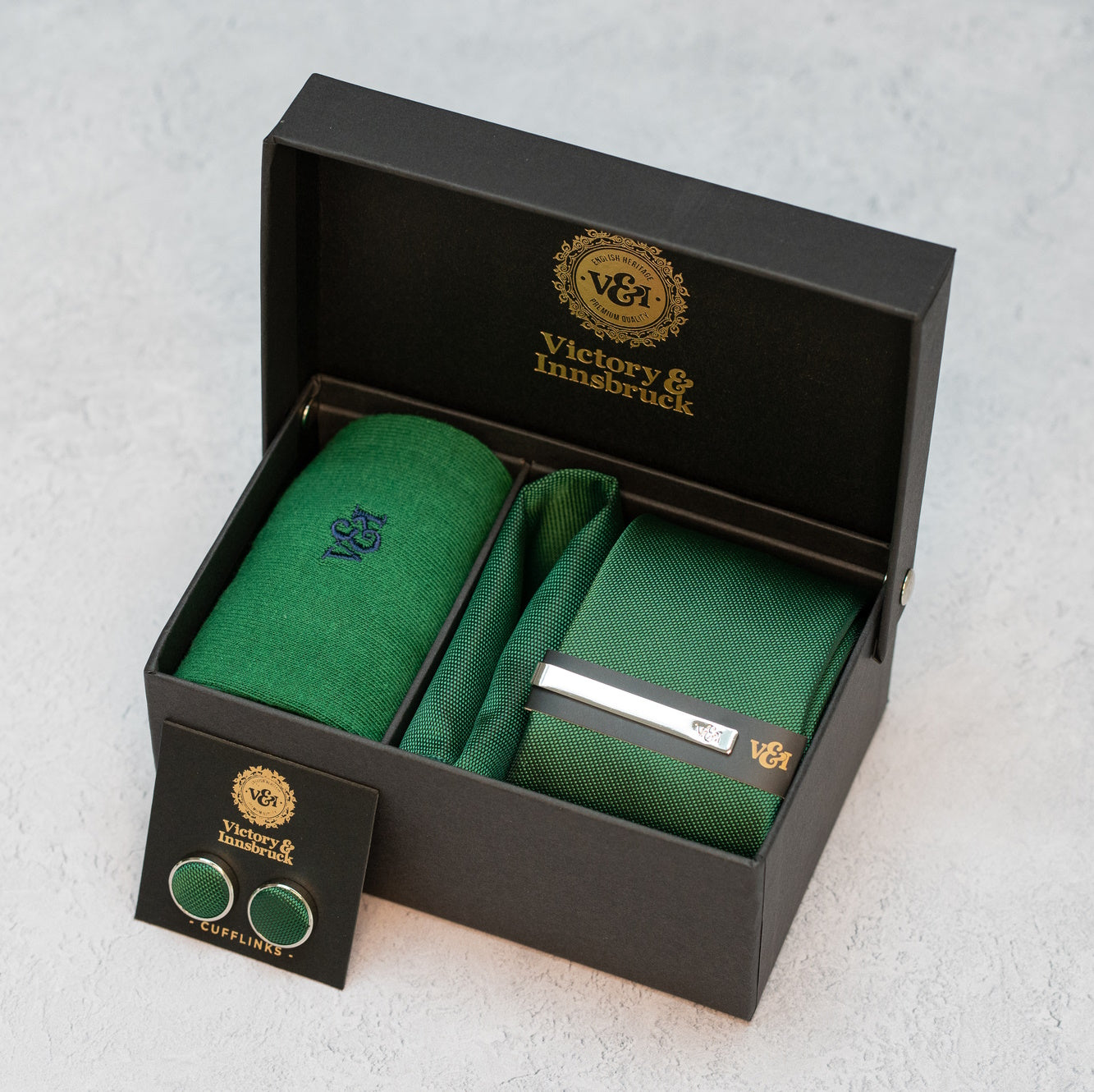 FOREST GREEN TEXTURED TIE SET