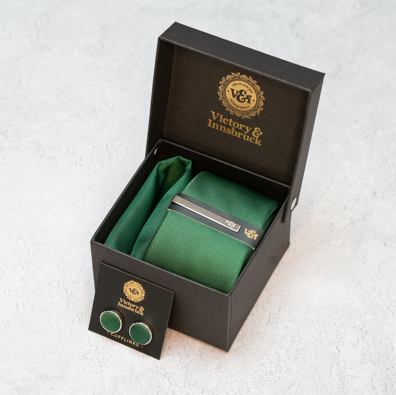 FOREST GREEN TEXTURED TIE SET