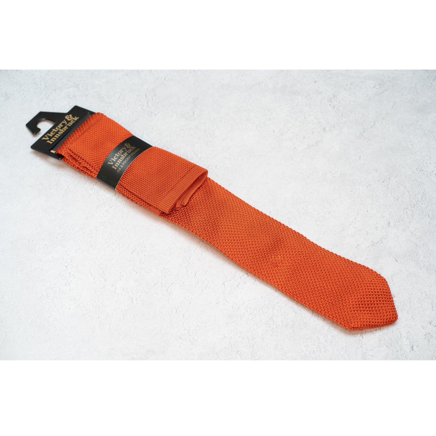 BURNT ORANGE KNITTED TIE BOX SET