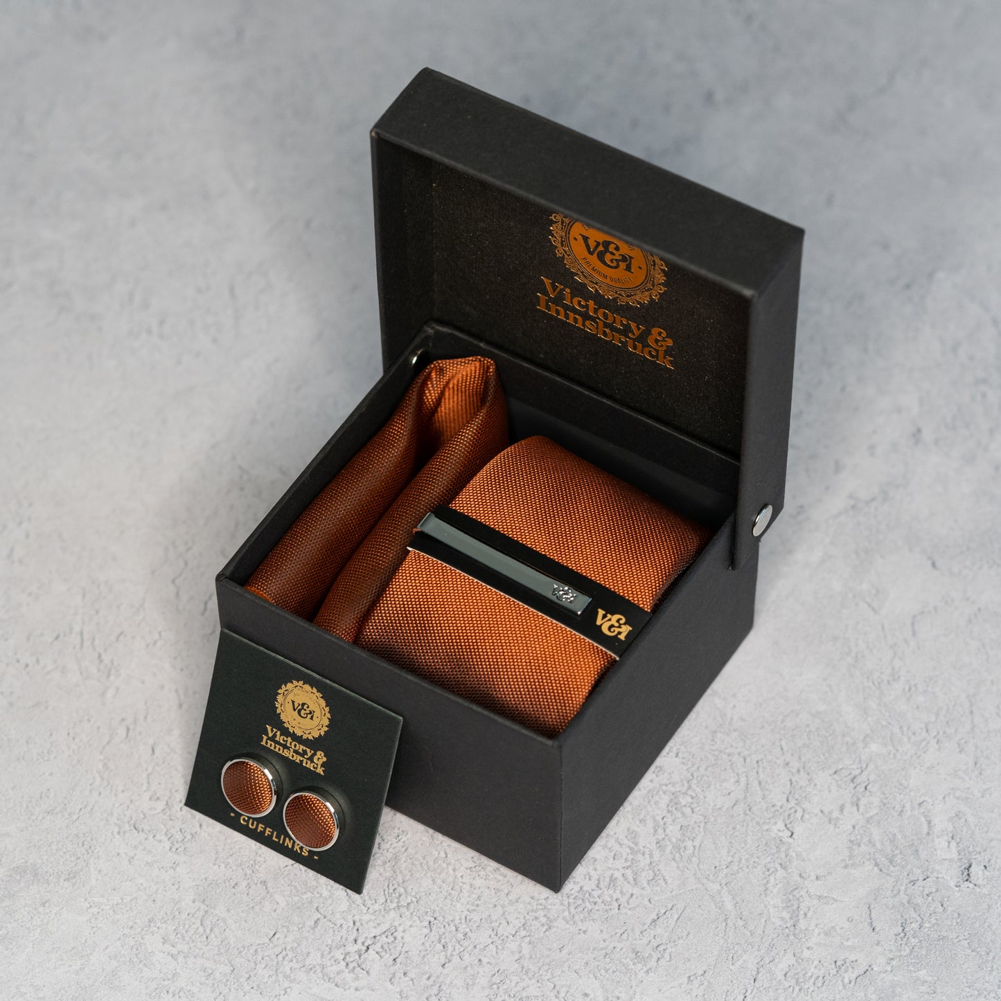 RUST TEXTURED TIE GIFT SET