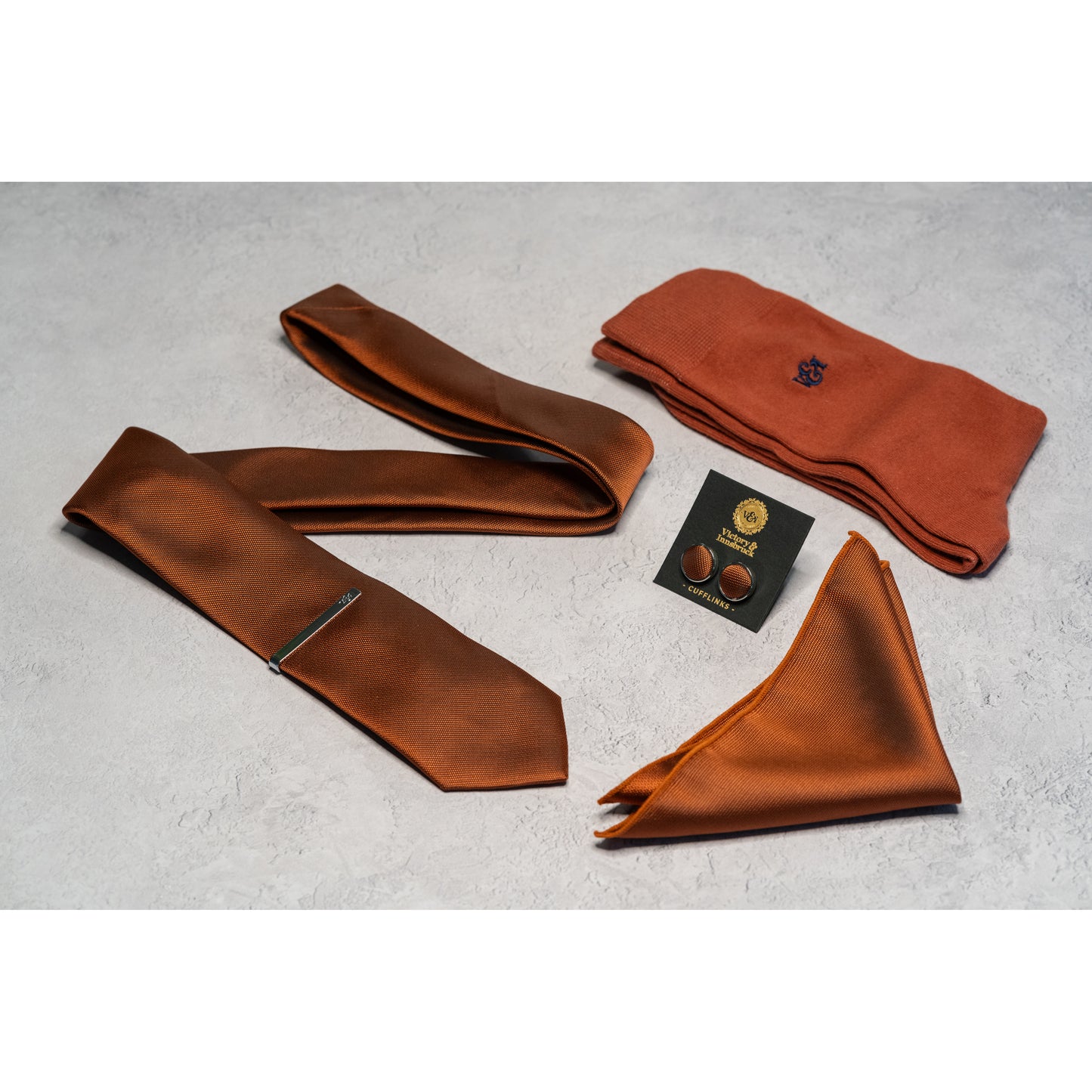 RUST TEXTURED TIE GIFT SET