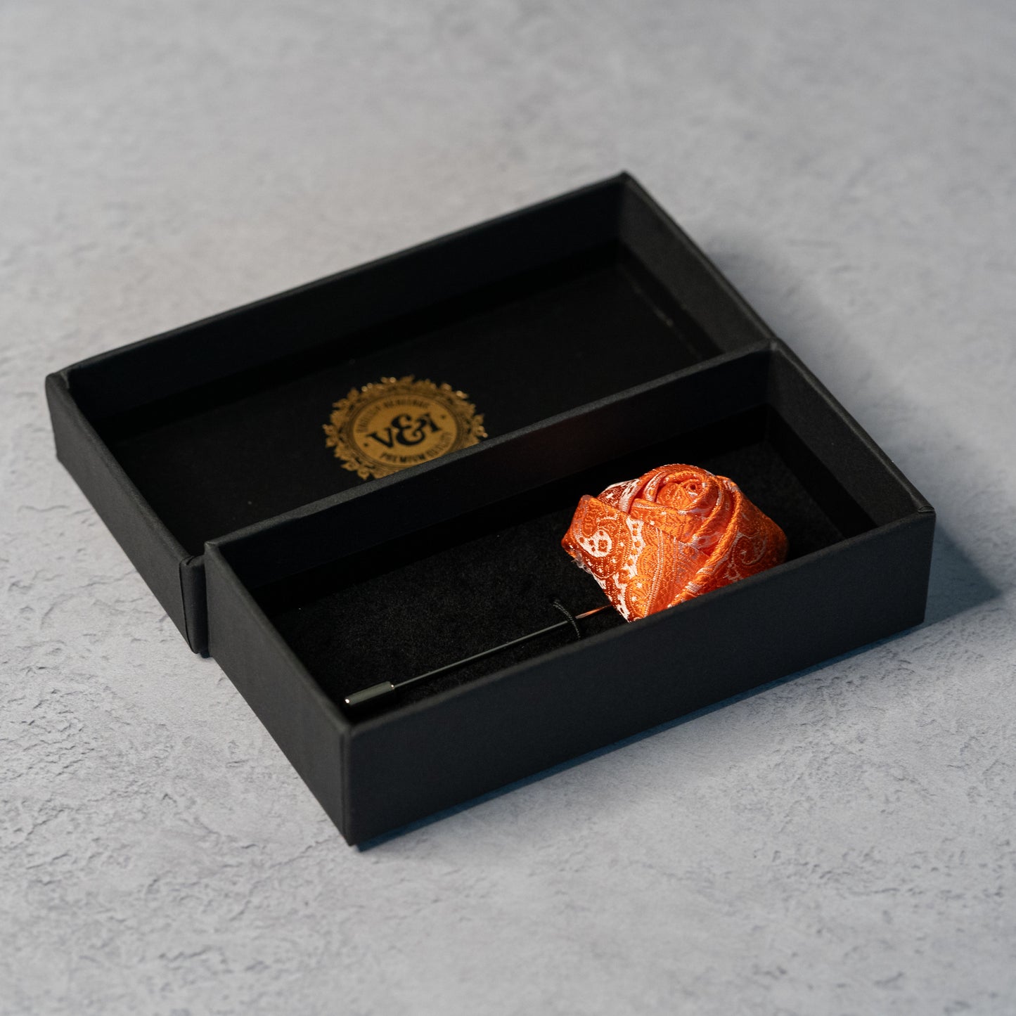 CORAL ORANGE PAISLEY TIE SET
