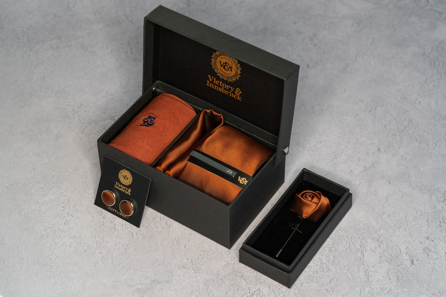 RUST TEXTURED TIE GIFT SET