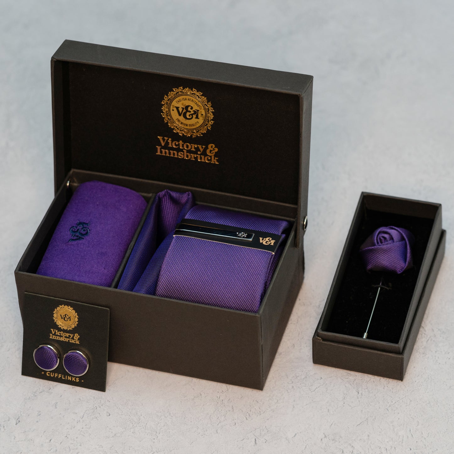 CADBURY PURPLE TEXTURED TIE SET