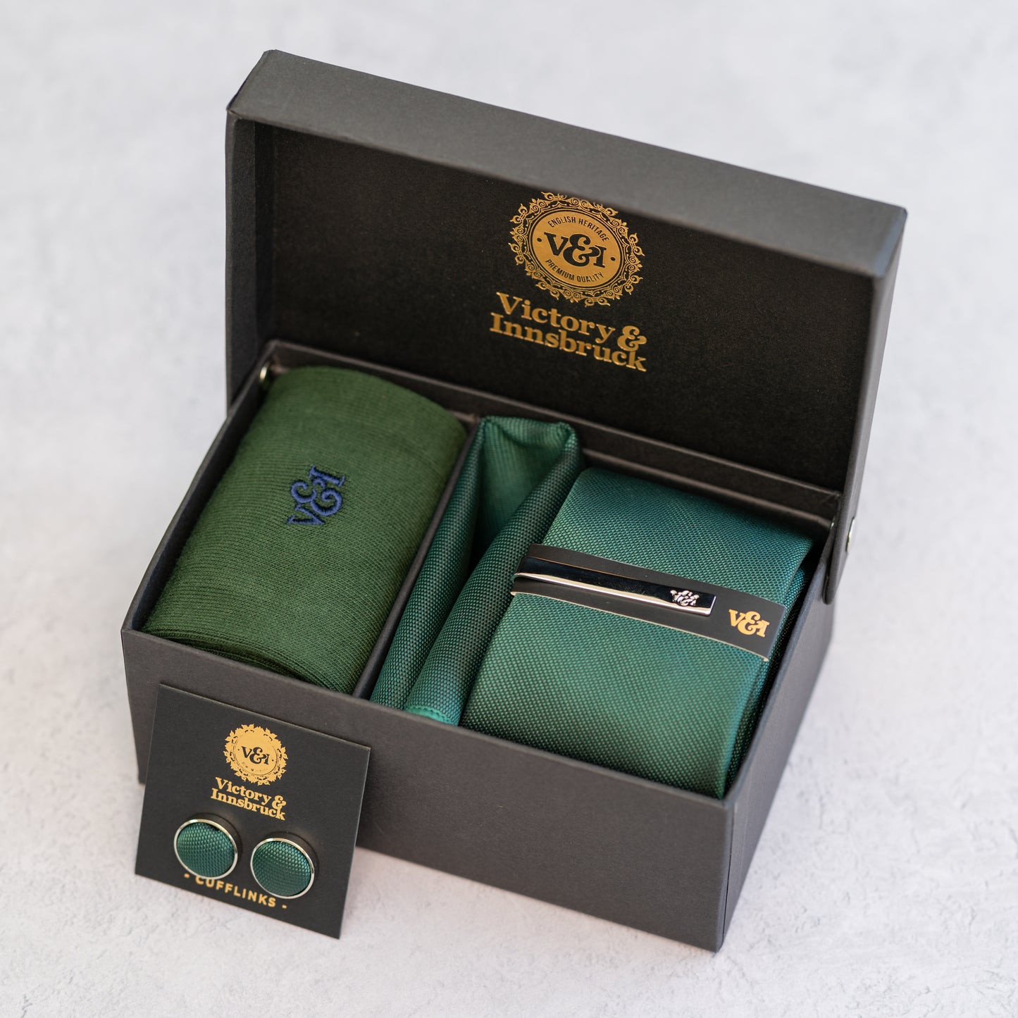 EMERALD GREEN TEXTURED TIE SET