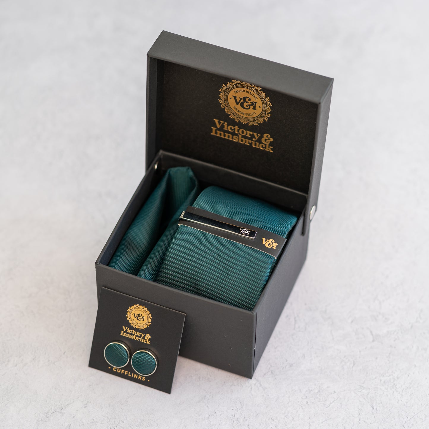 PEACOCK GREEN TEXTURED TIE SET