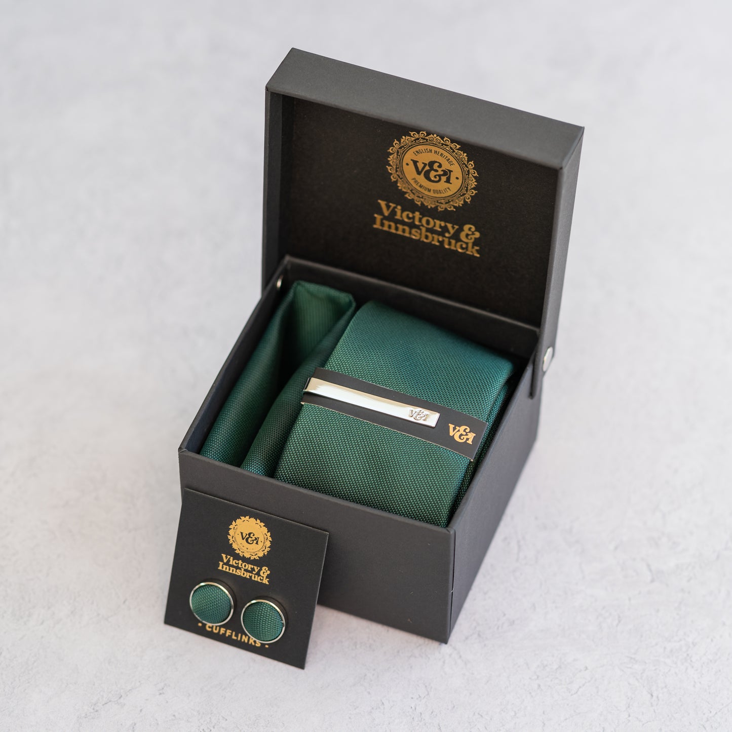 EMERALD GREEN TEXTURED TIE SET