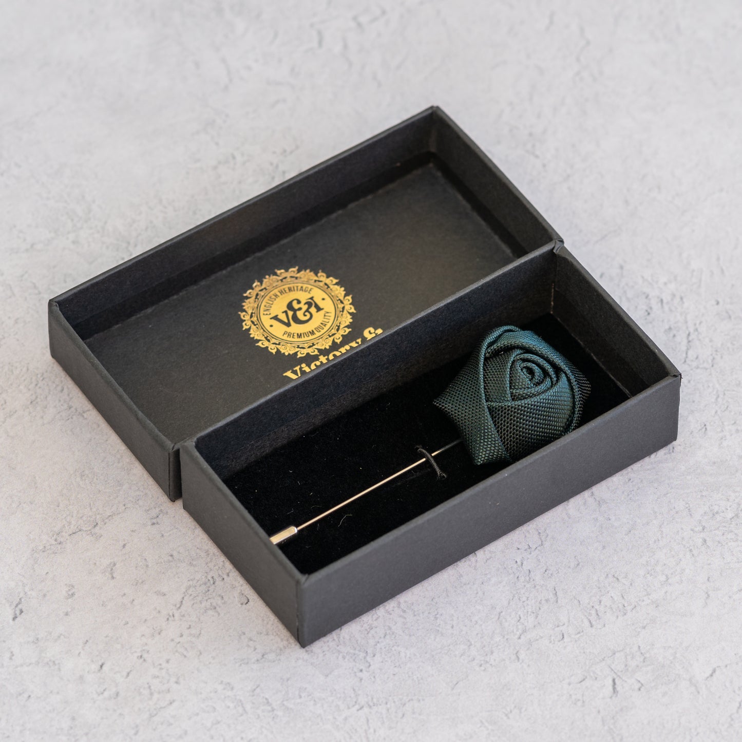 DARK BOTTLE GREEN TEXTURED TIE SET