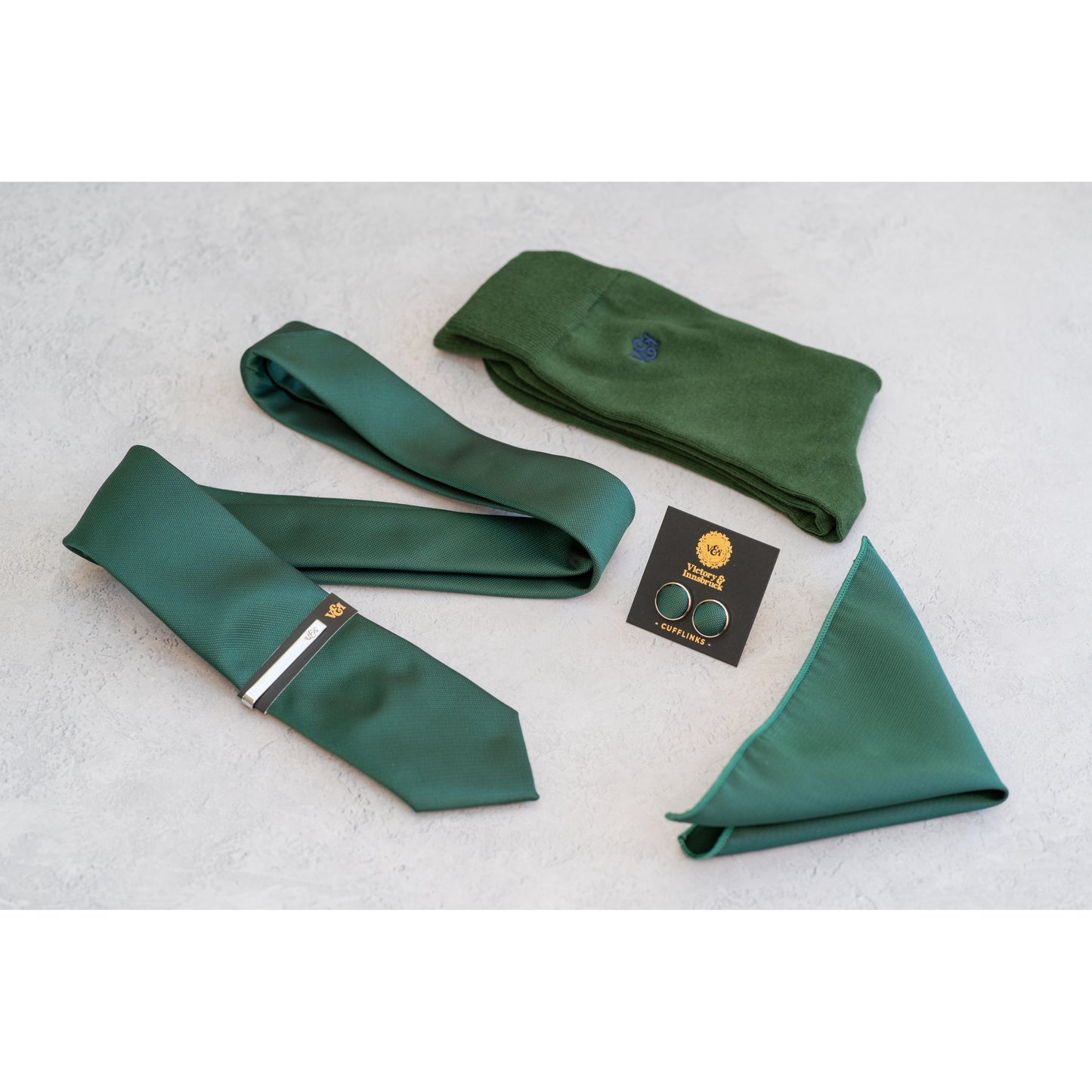 EMERALD GREEN TEXTURED TIE SET