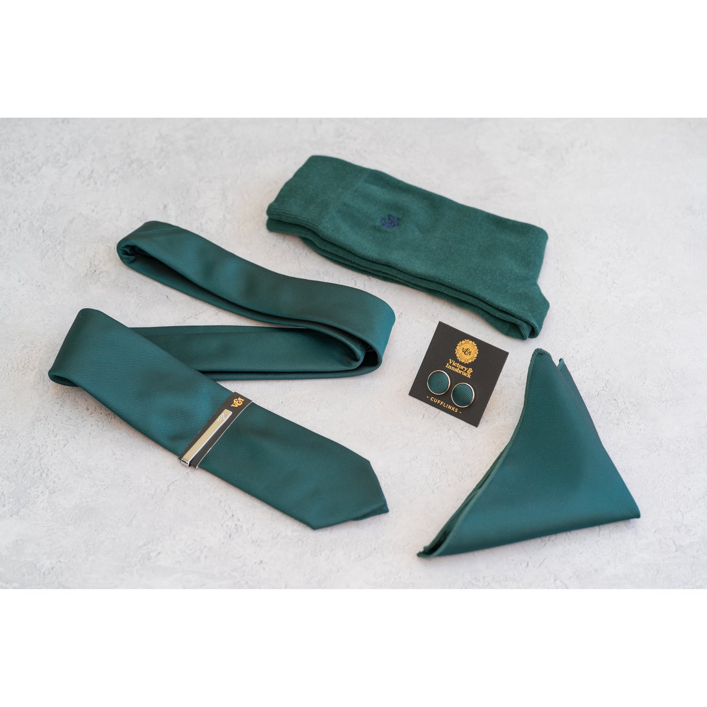 PEACOCK GREEN TEXTURED TIE SET