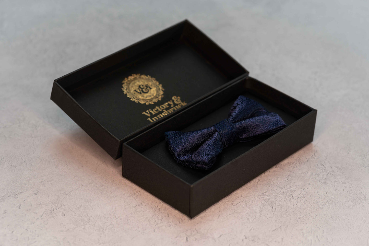 BOY'S NAVY BLUE PAISLEY BOW TIE