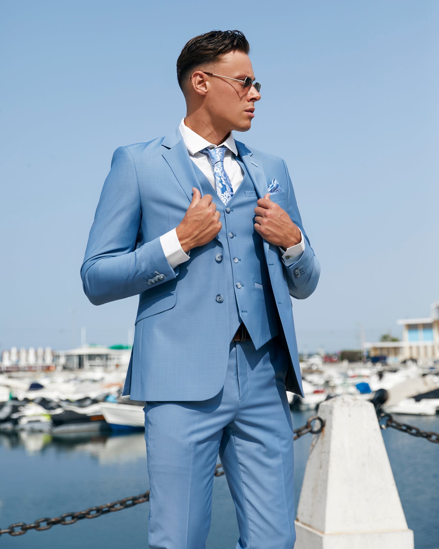 Bond Ocean Blue Three Piece Suit