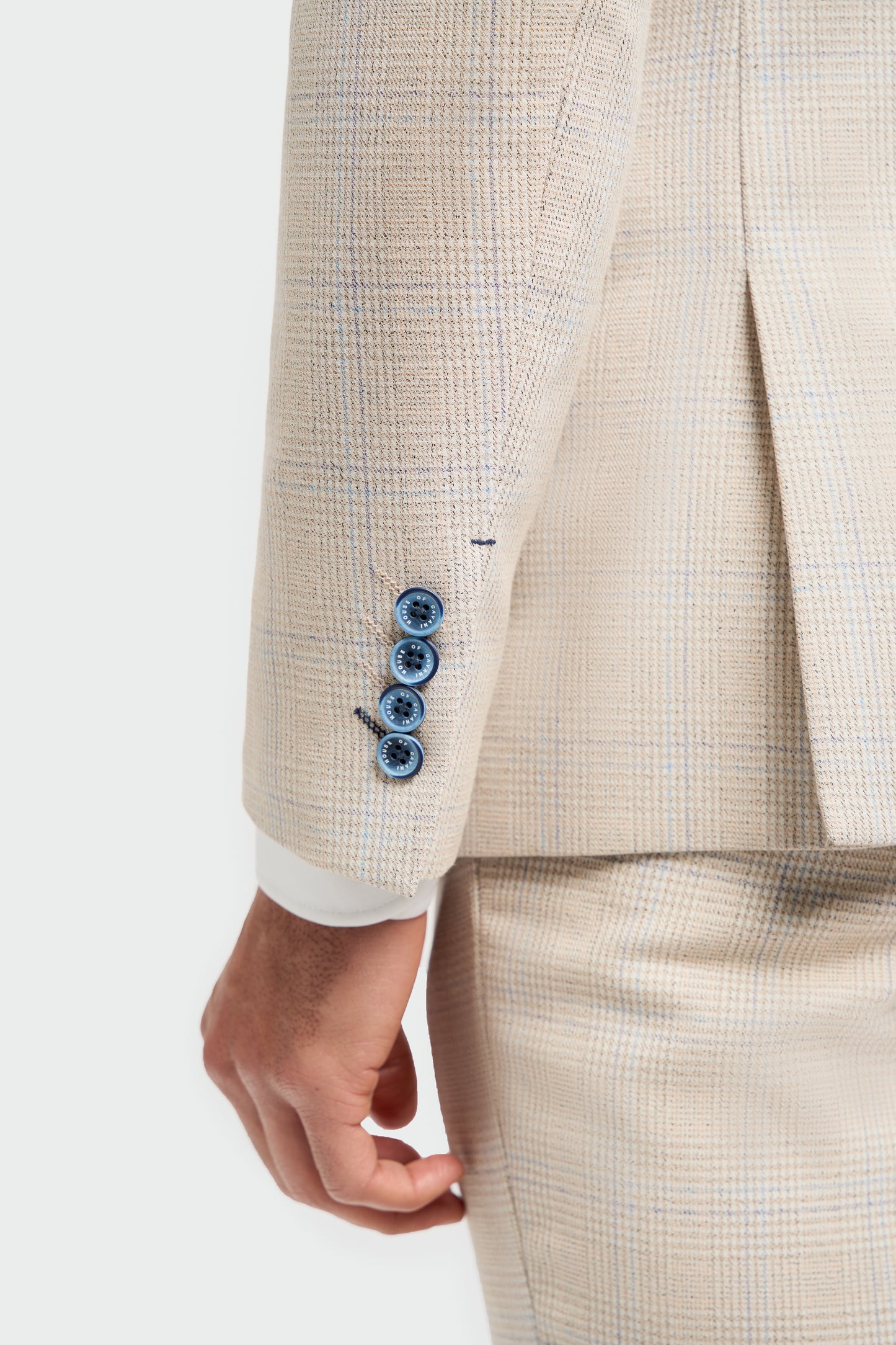 Caridi Beige Regular Check Three Piece Suit