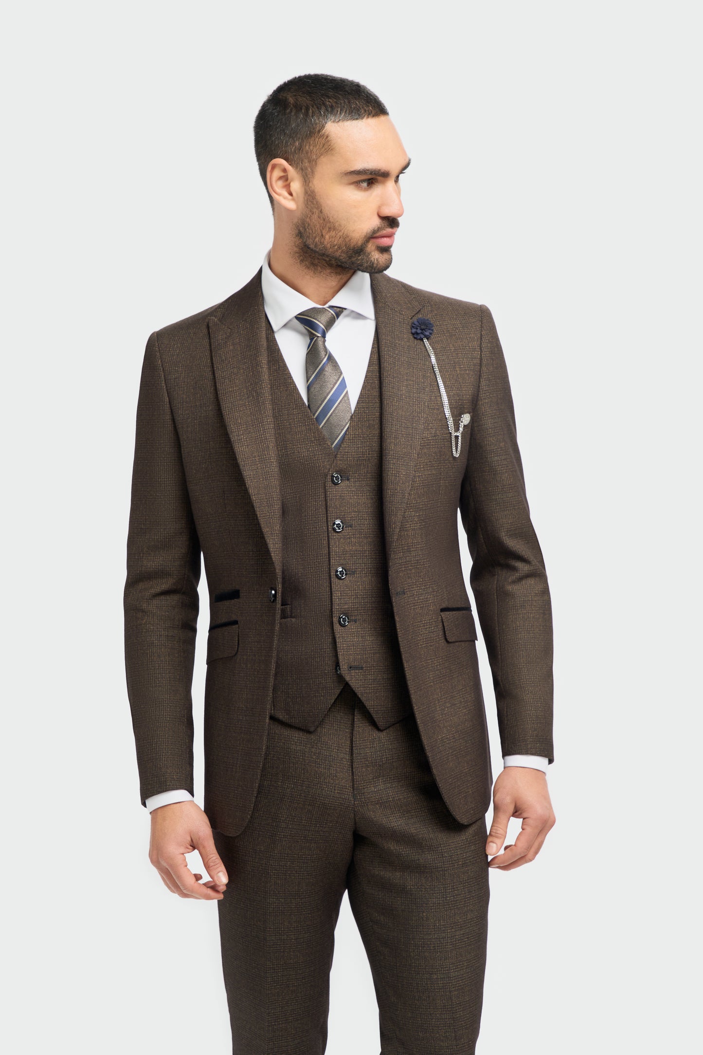 Caridi Brown Slim Fit Blazer