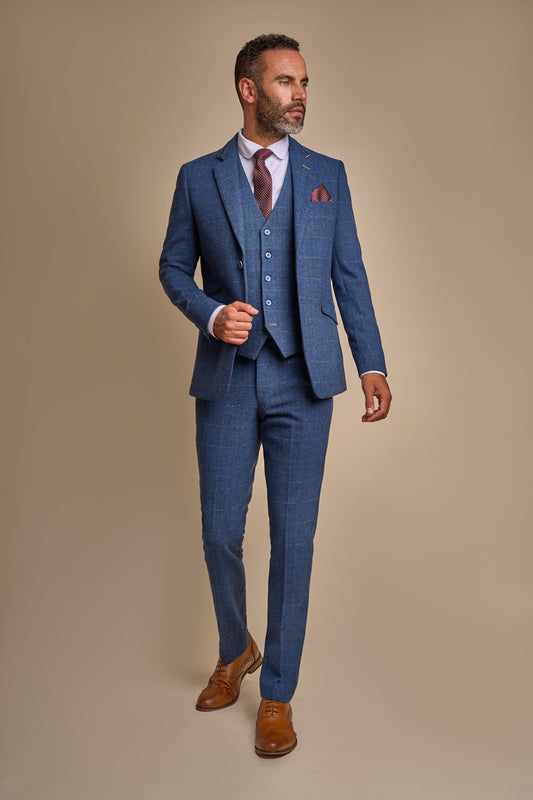 Carnegi Navy Tweed Three Piece Suit