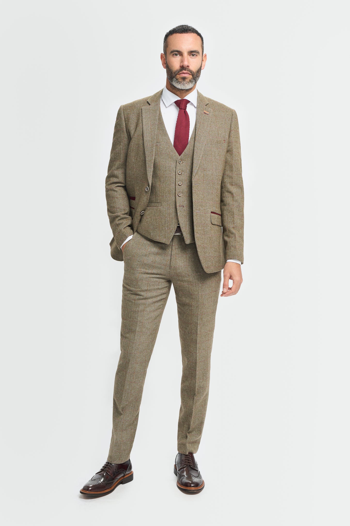 Gaston Sage Tweed Slim Fit Blazer