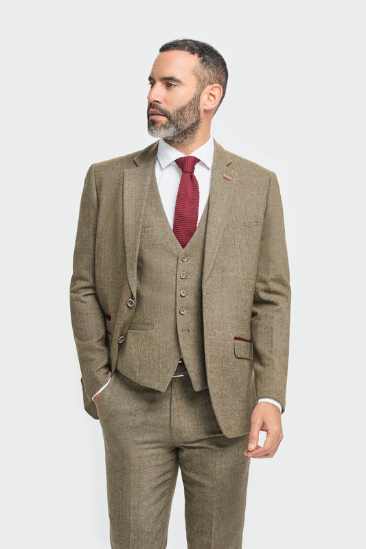 Gaston Sage Tweed Slim Fit Blazer