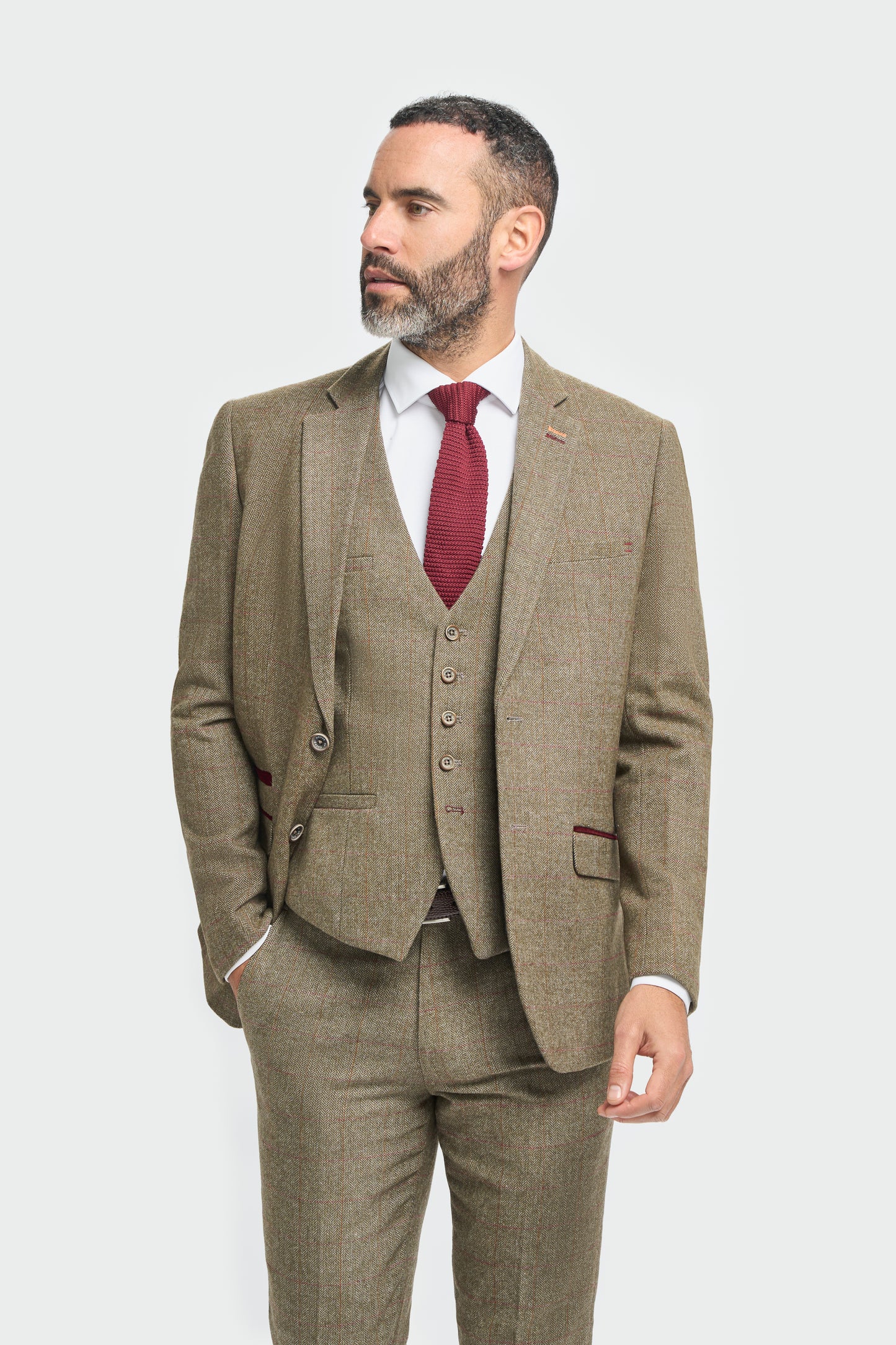 Gaston Sage Tweed Three Piece Suit