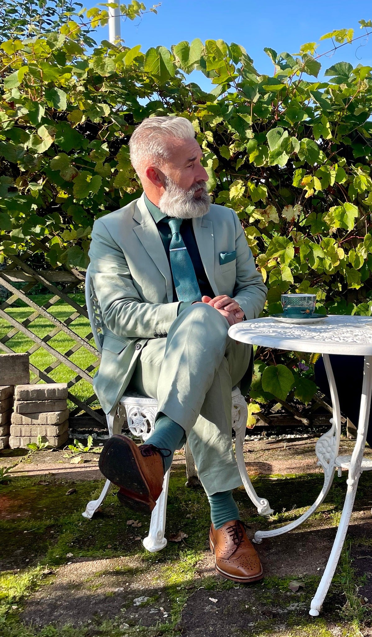 SAGE GREEN KNITTED TIE SET