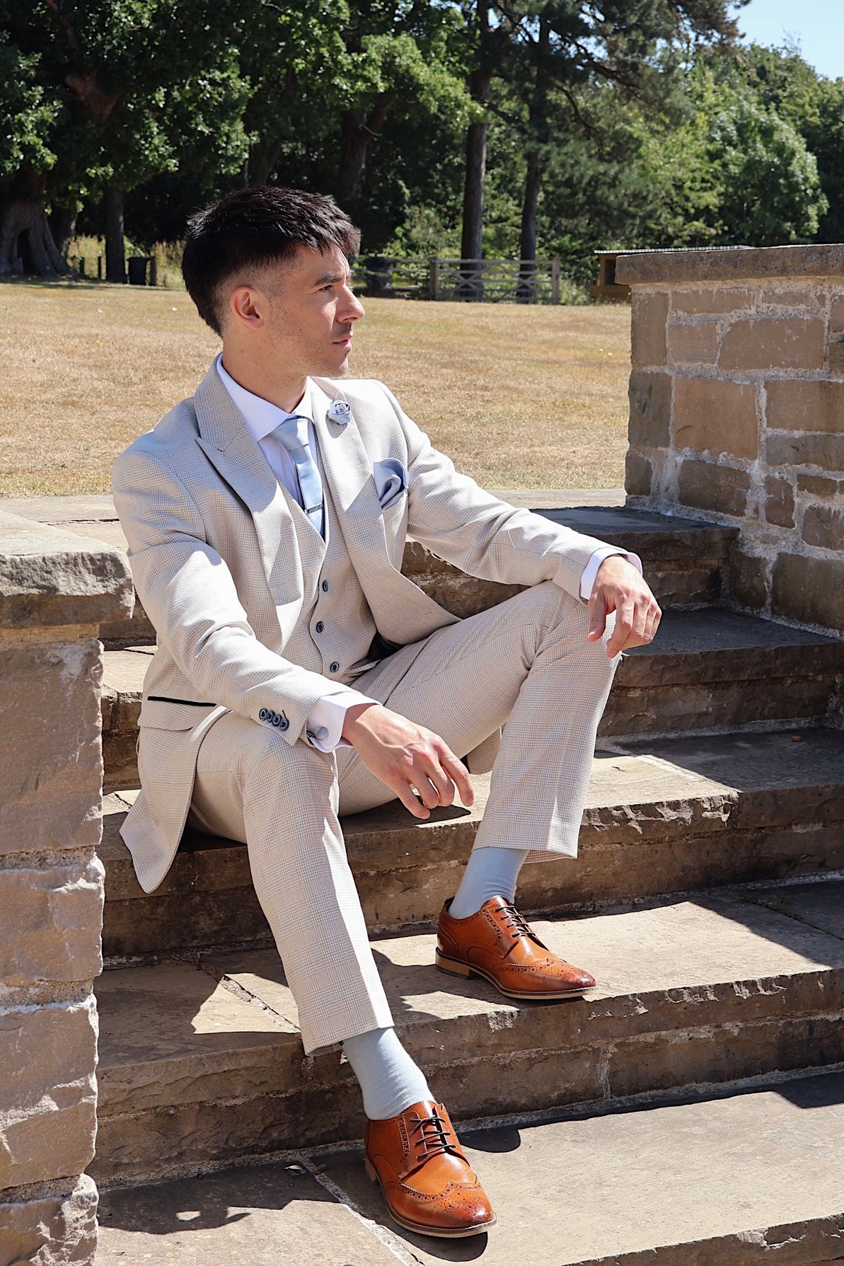 DUSTY BLUE TEXTURED TIE SET