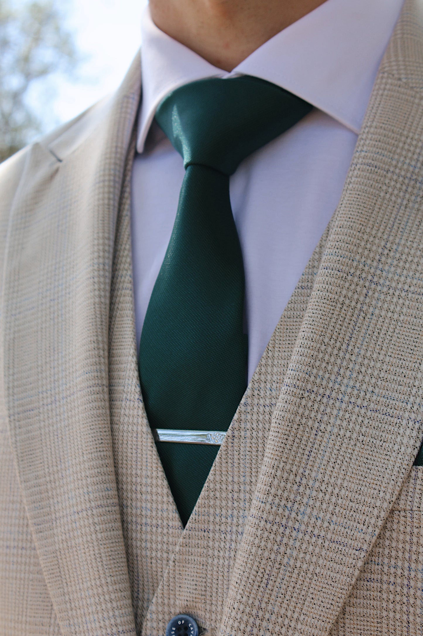 PEACOCK GREEN TEXTURED TIE SET