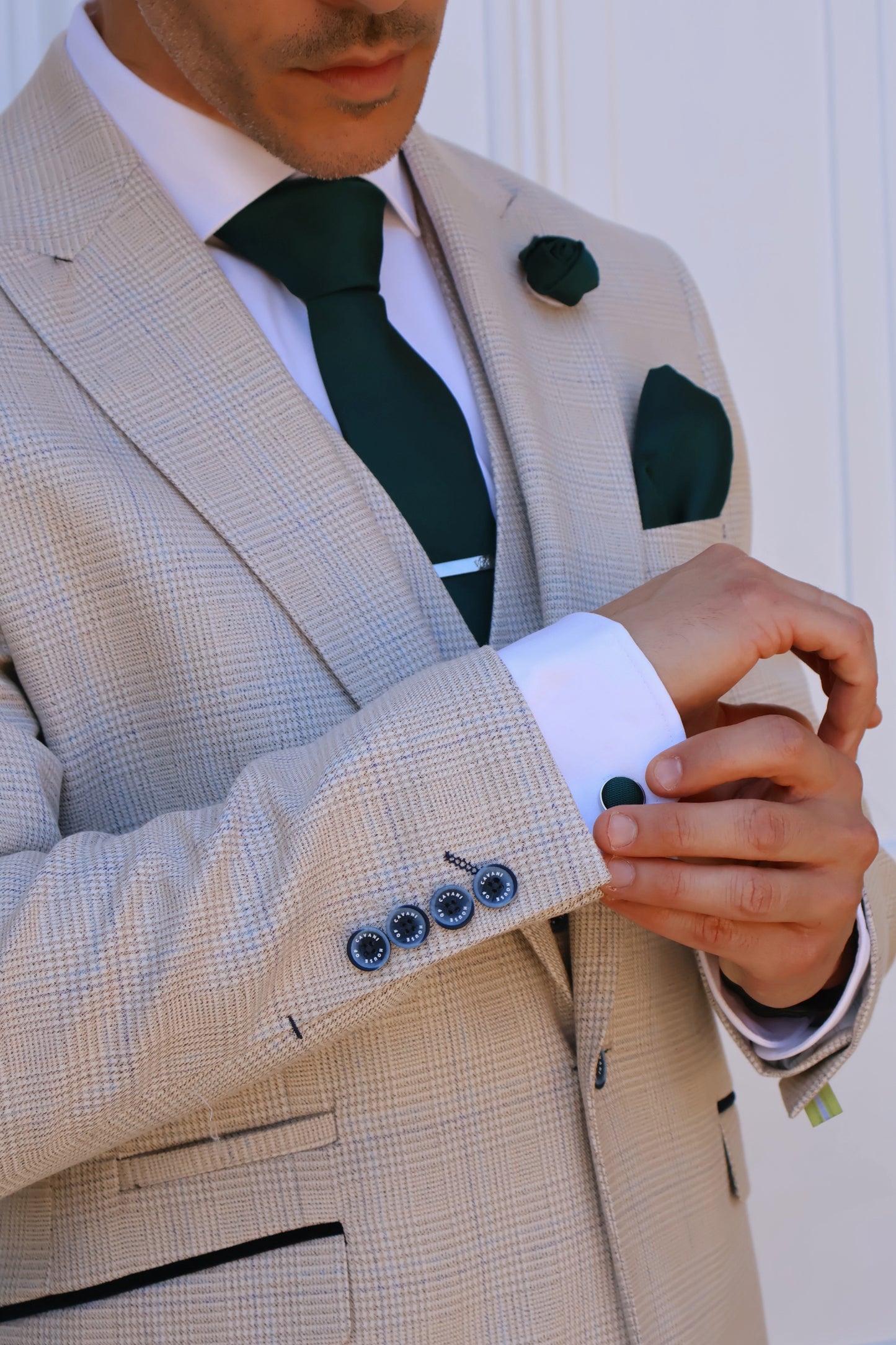 PEACOCK GREEN TEXTURED TIE SET