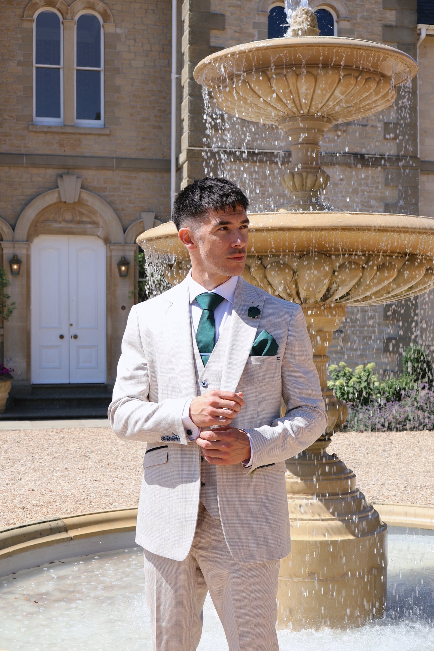PEACOCK GREEN TEXTURED TIE SET