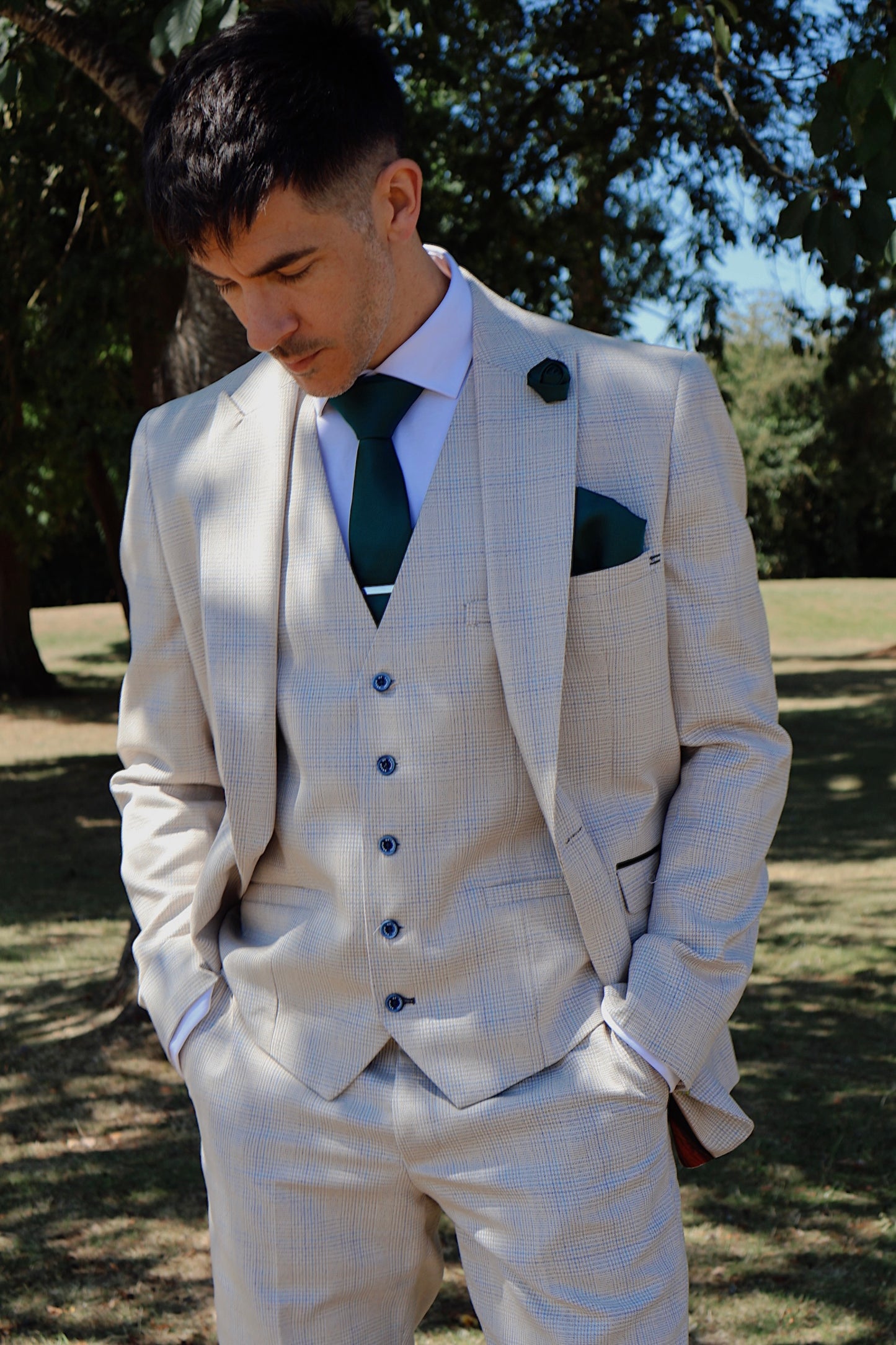 PEACOCK GREEN TEXTURED TIE SET