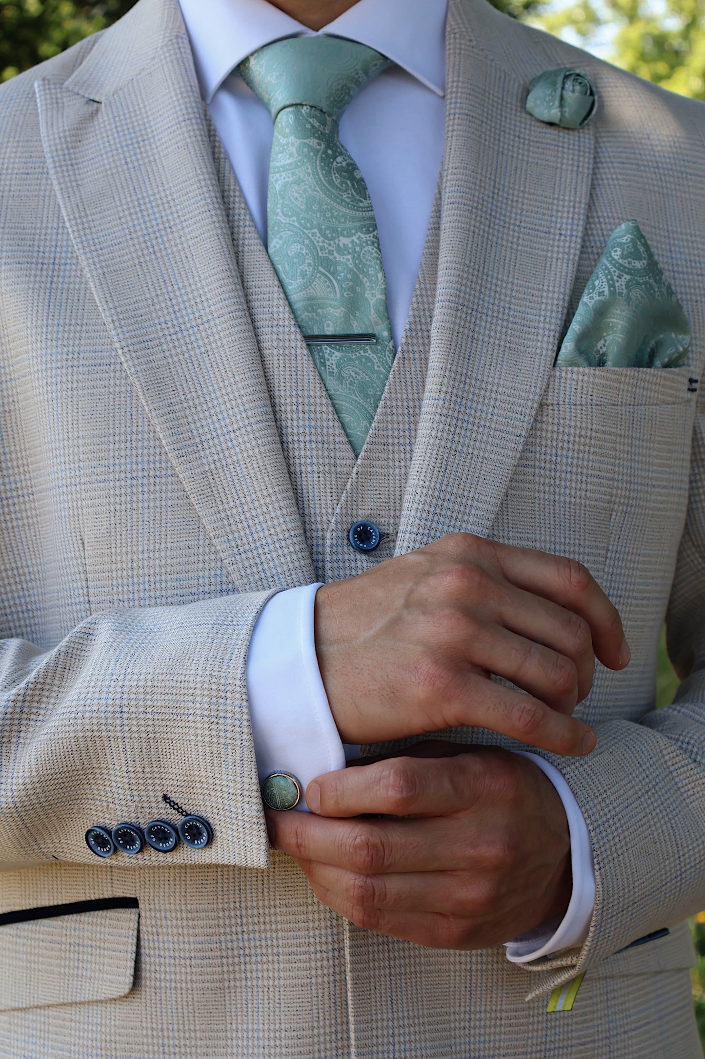SAGE GREEN PAISLEY TIE BOX SET
