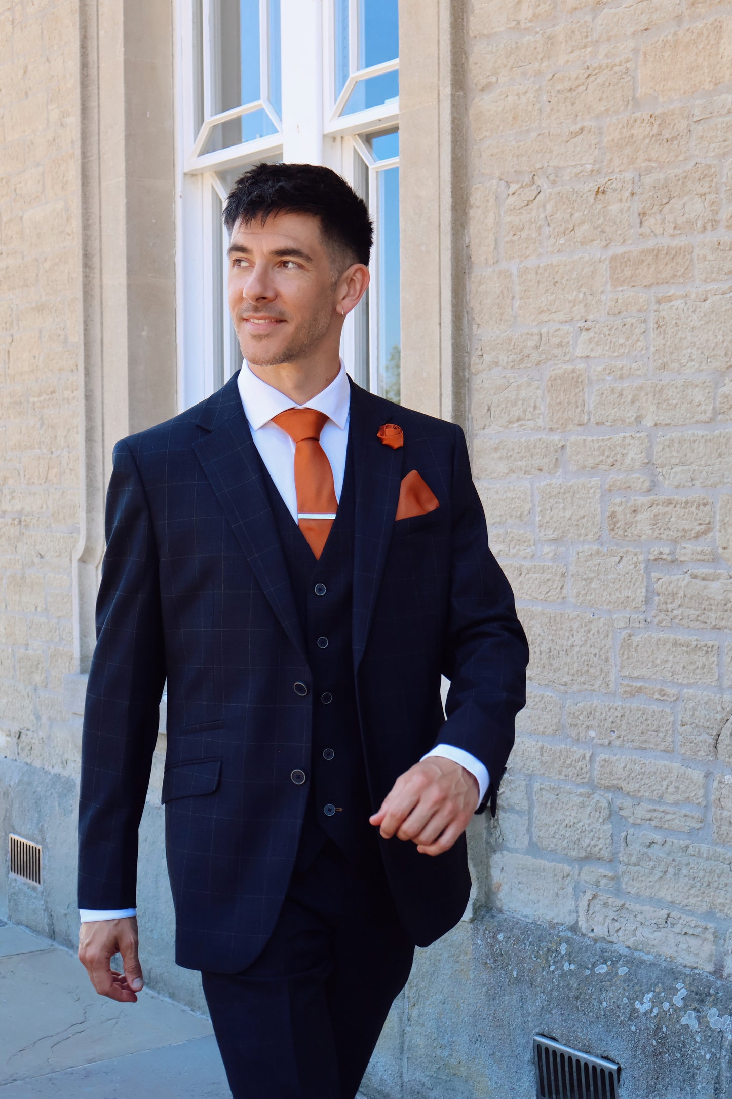 BURNT ORANGE TEXTURED TIE SET