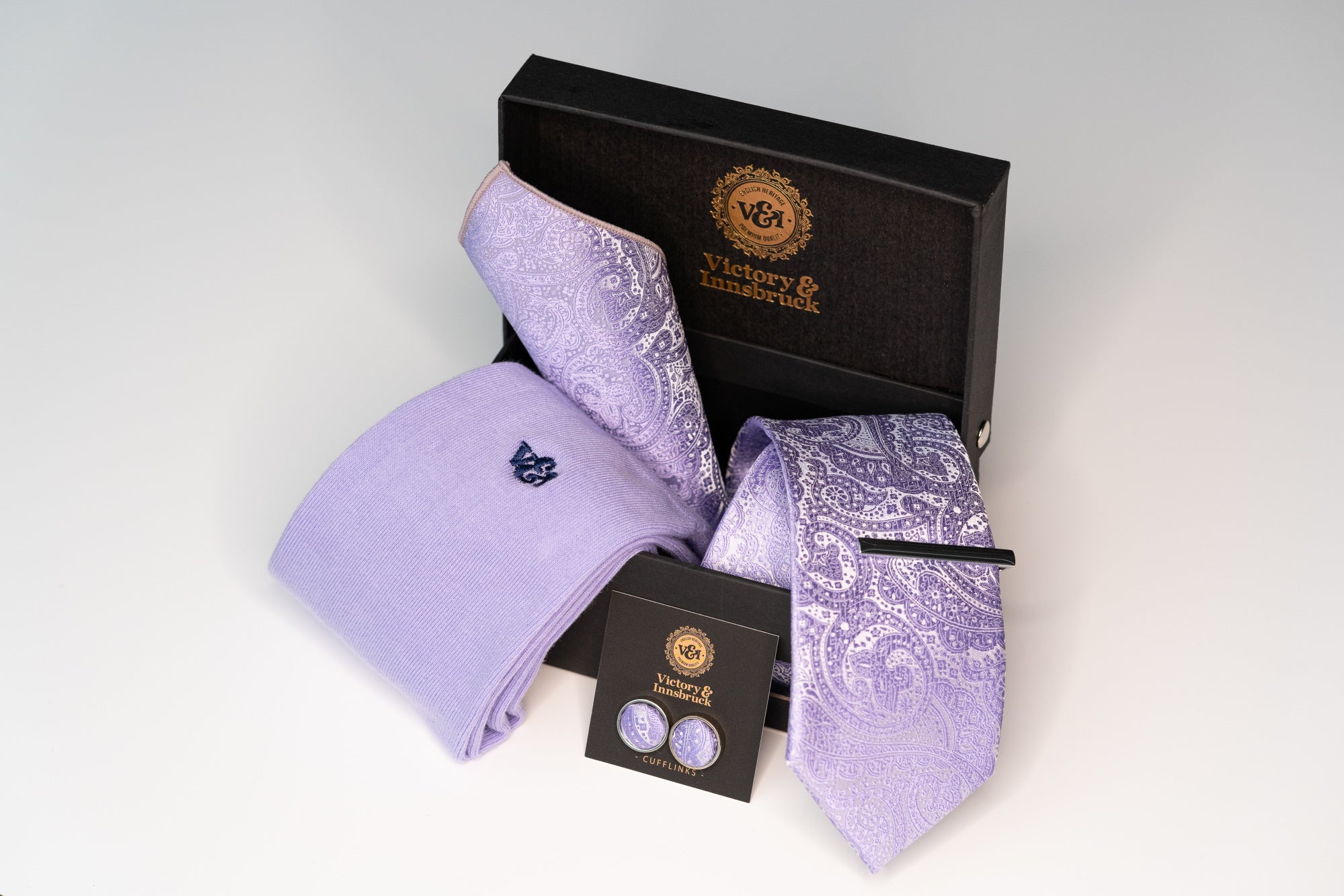 Lavender Paisley Tie Box Set