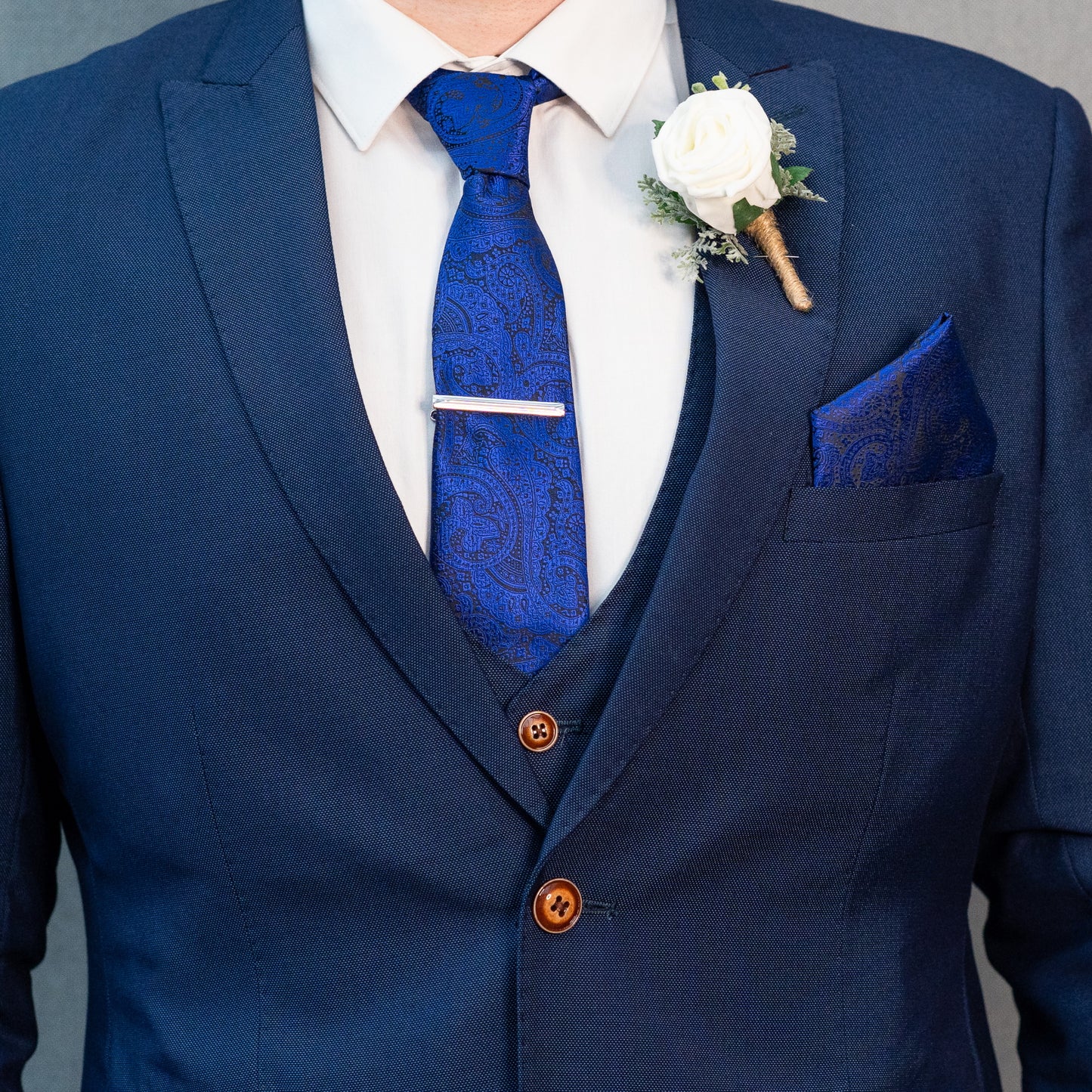 ROYAL BLUE PAISLEY TIE SET