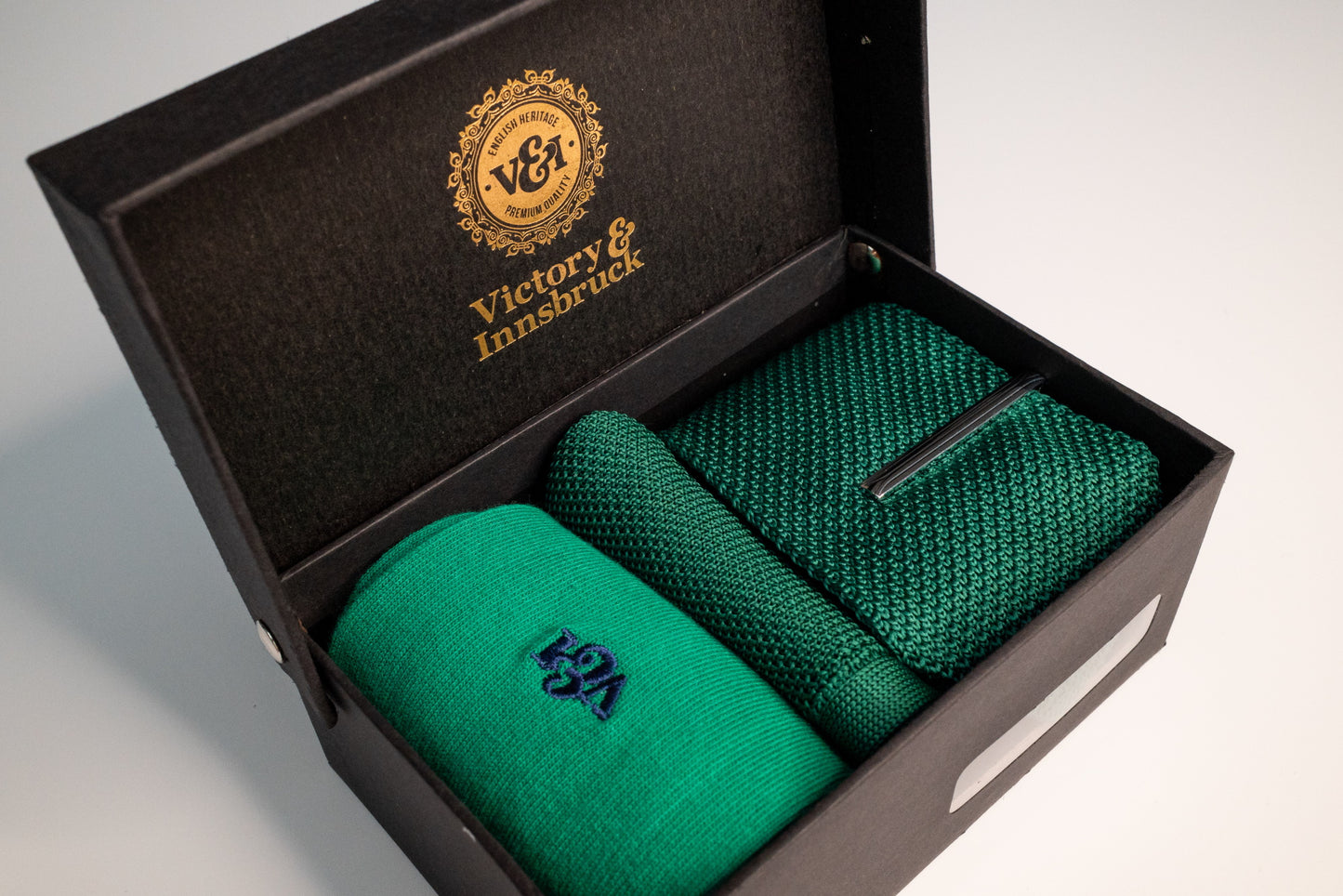 FOREST GREEN KNITTED TIE SET