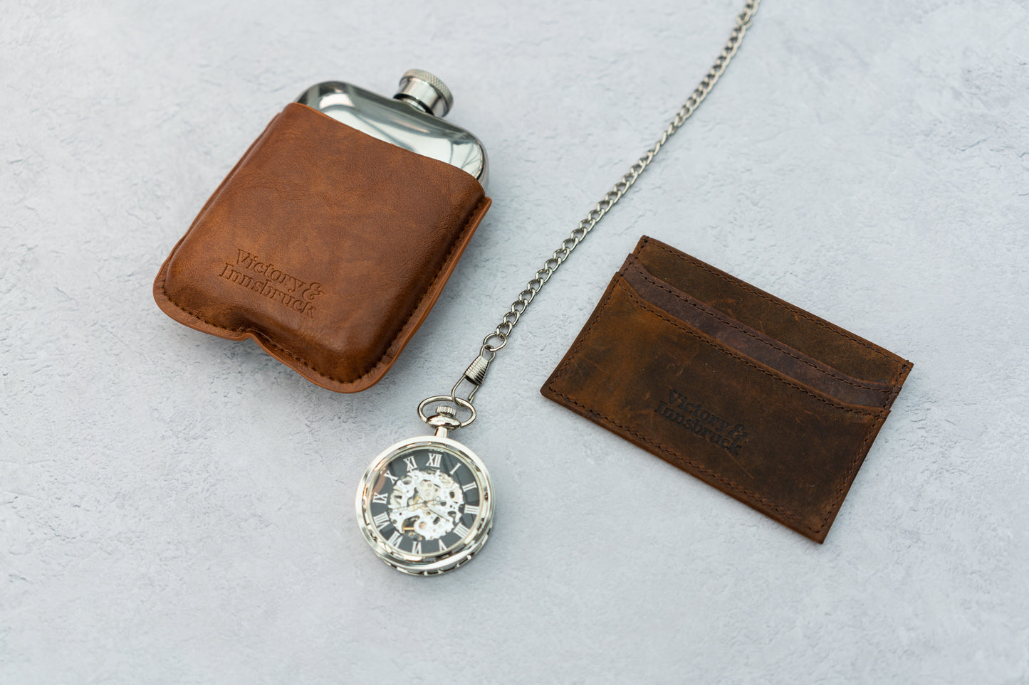 Leather Cased Hip Flask | Brown Tan Leather | 6oz Stainless Steel