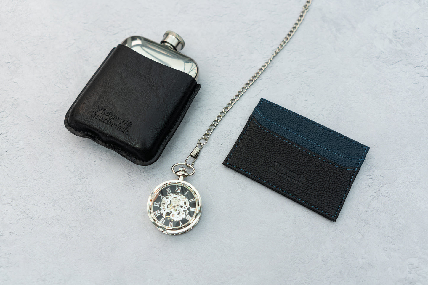 Leather Cased Hip Flask | Black Leather | 6oz Stainless Steel