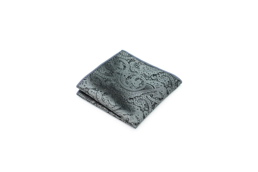 GREY PAISLEY TIE SET