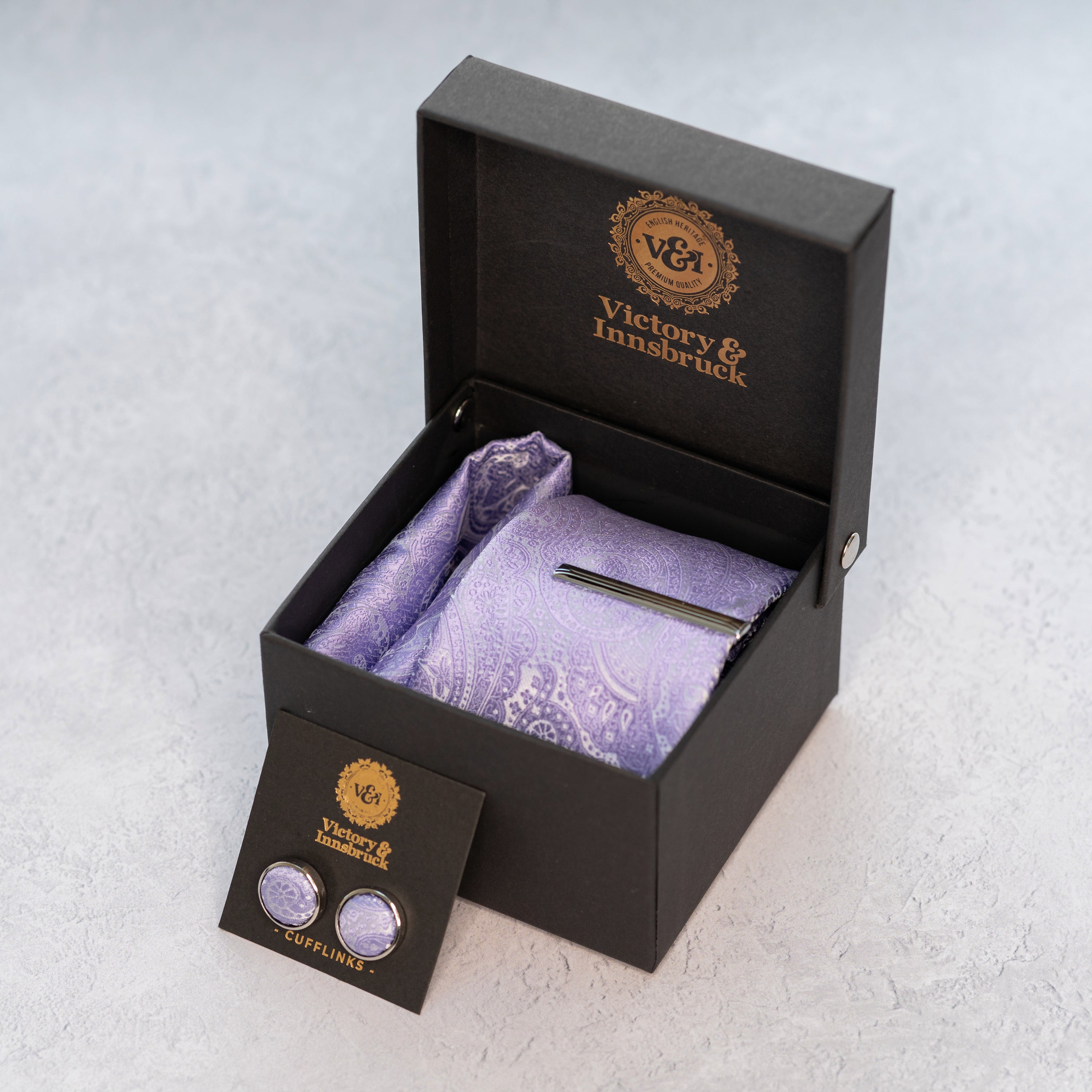 Lavender Paisley Tie Box Set