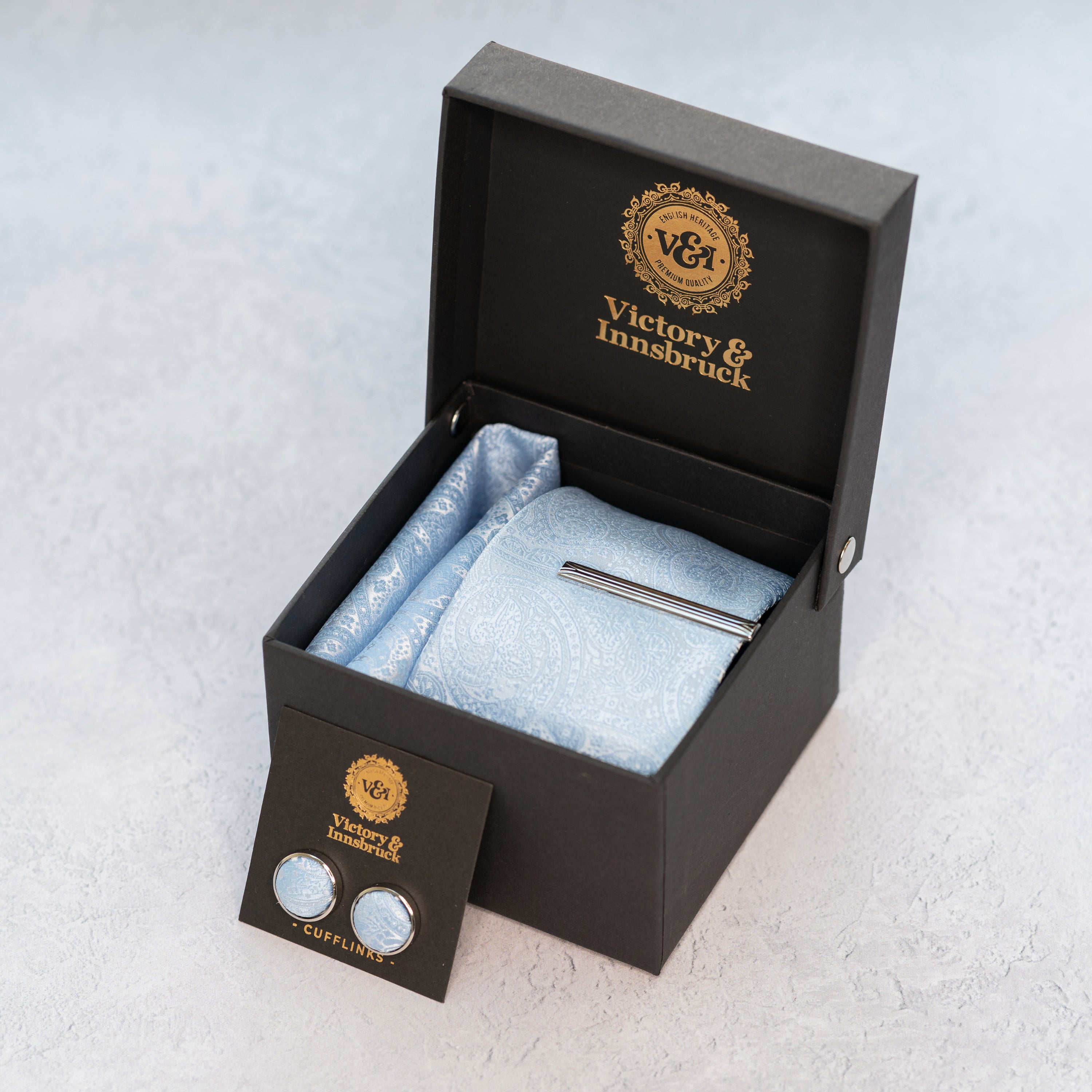 Light Blue Paisley Tie Box Set