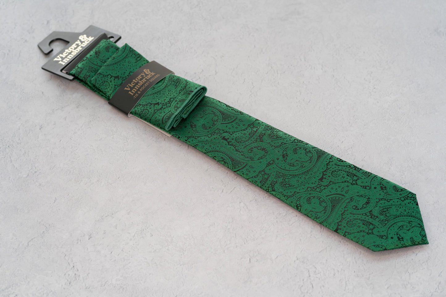FOREST GREEN PAISLEY TIE SET