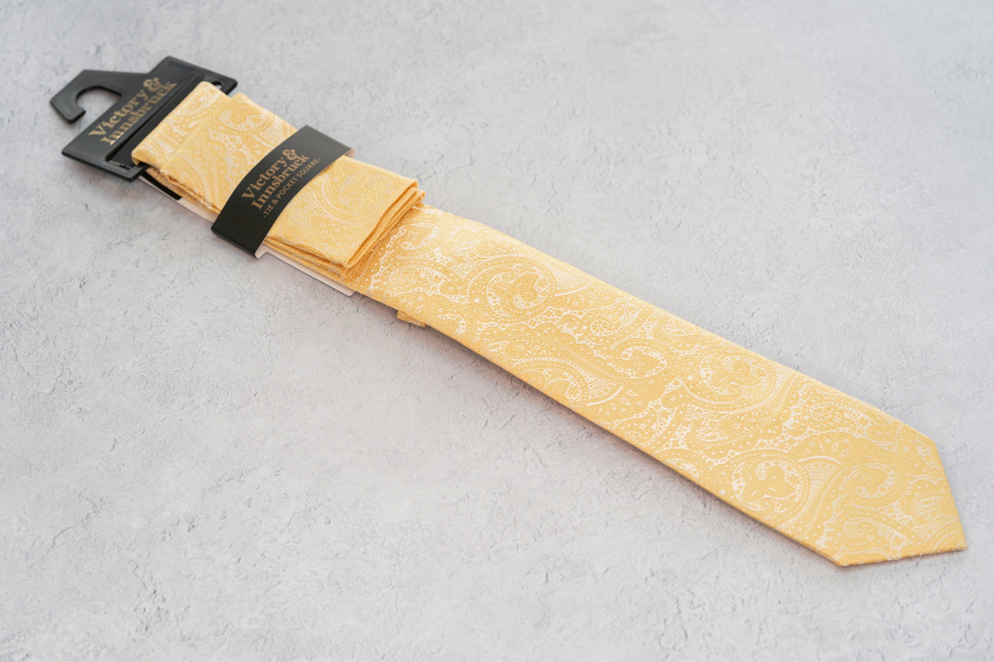 CHAMPAGNE GOLD PAISLEY TIE SET