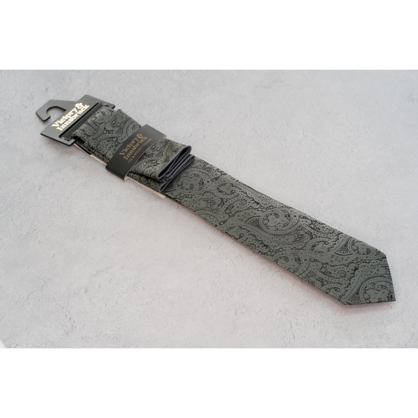 GREY PAISLEY TIE SET