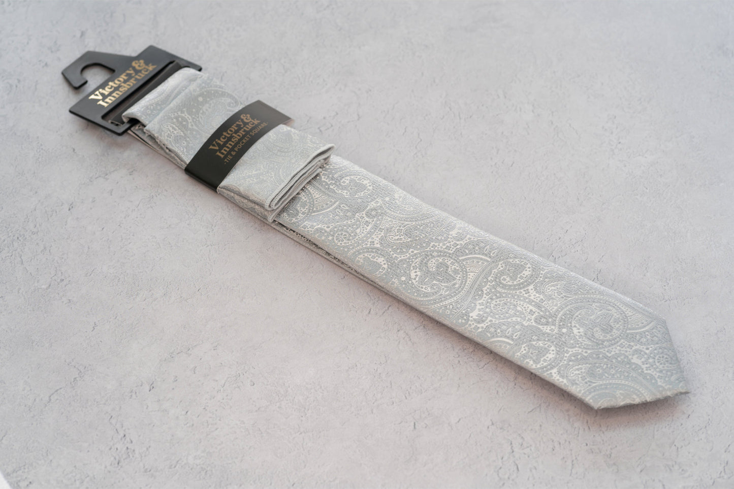 SILVER PAISLEY TIE SET
