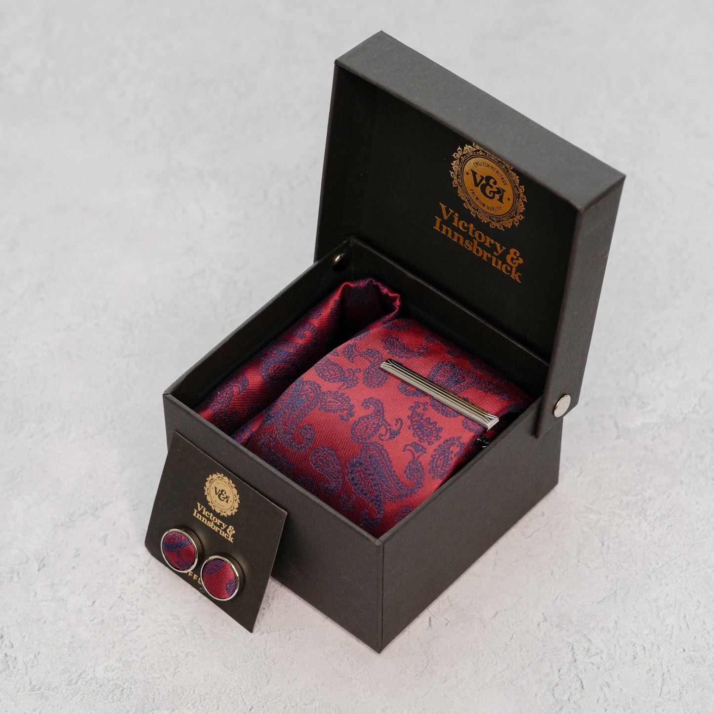 RED PAISLEY TIE BOX SET