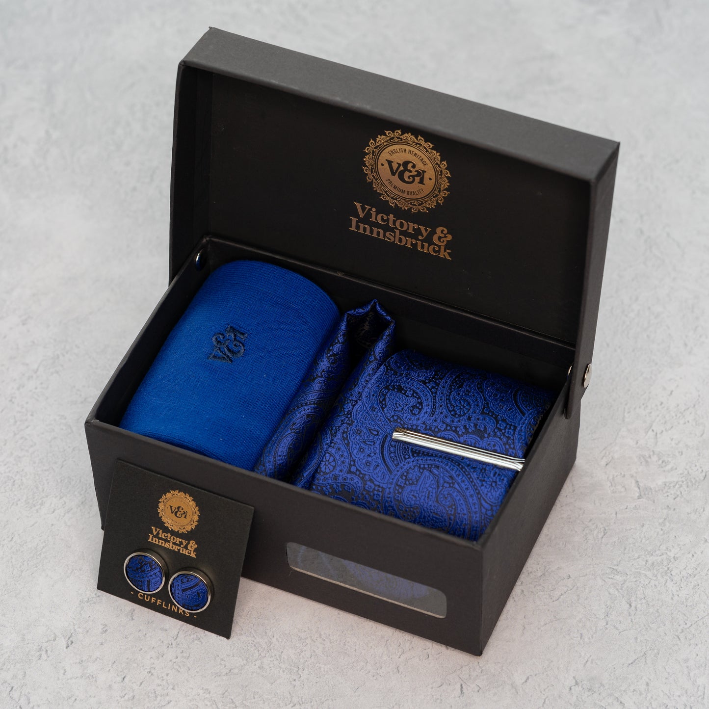ROYAL BLUE PAISLEY TIE SET
