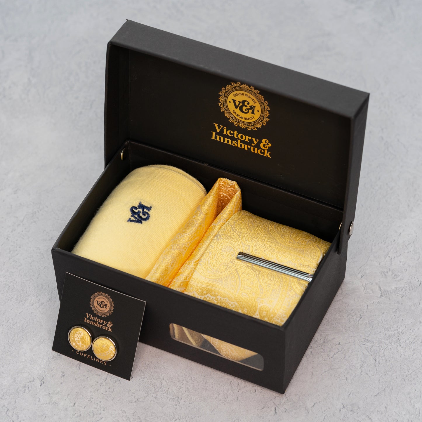 BUTTERCUP YELLOW PAISLEY TIE SET