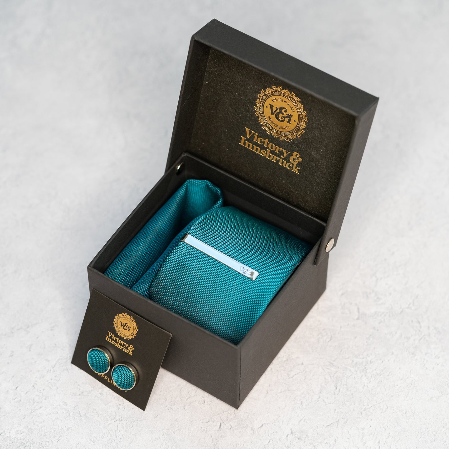 TEAL TEXTURED TIE SET