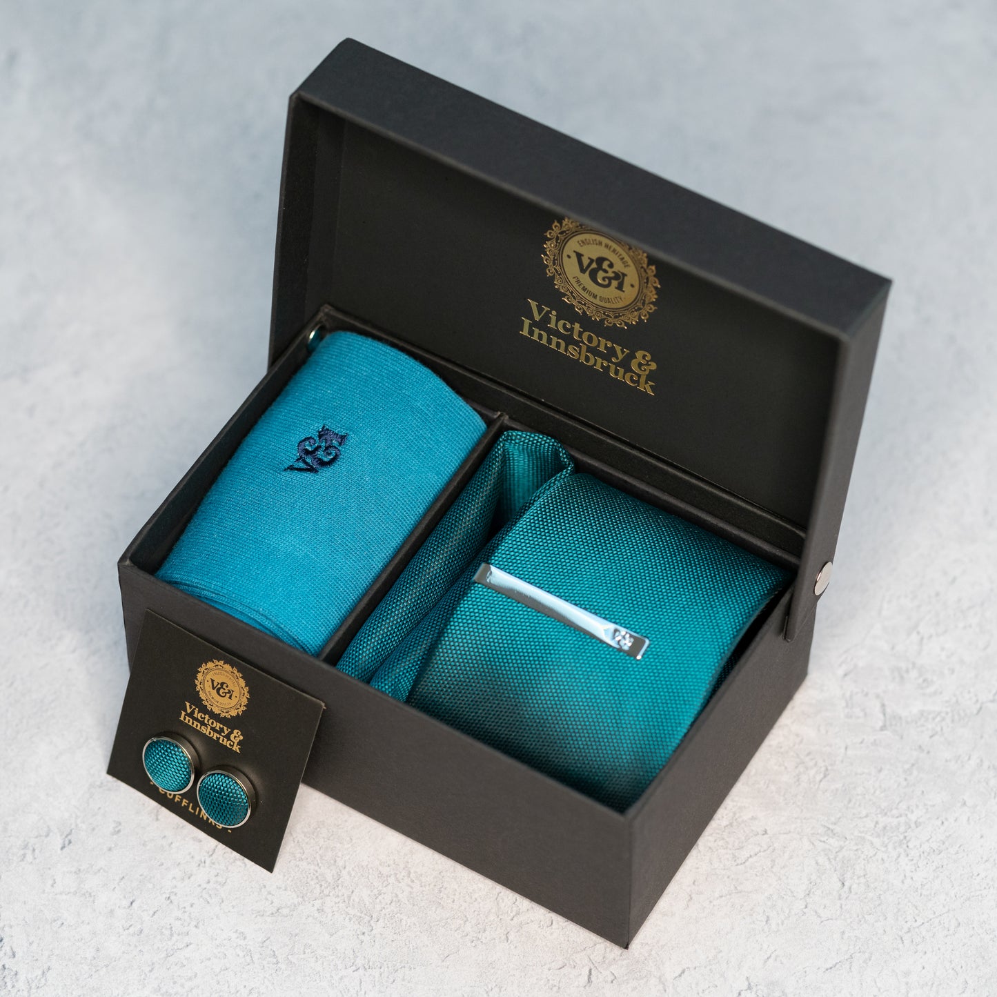 TEAL TEXTURED TIE SET