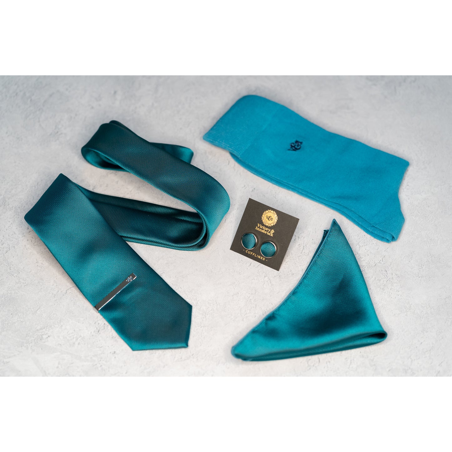 TEAL TEXTURED TIE SET