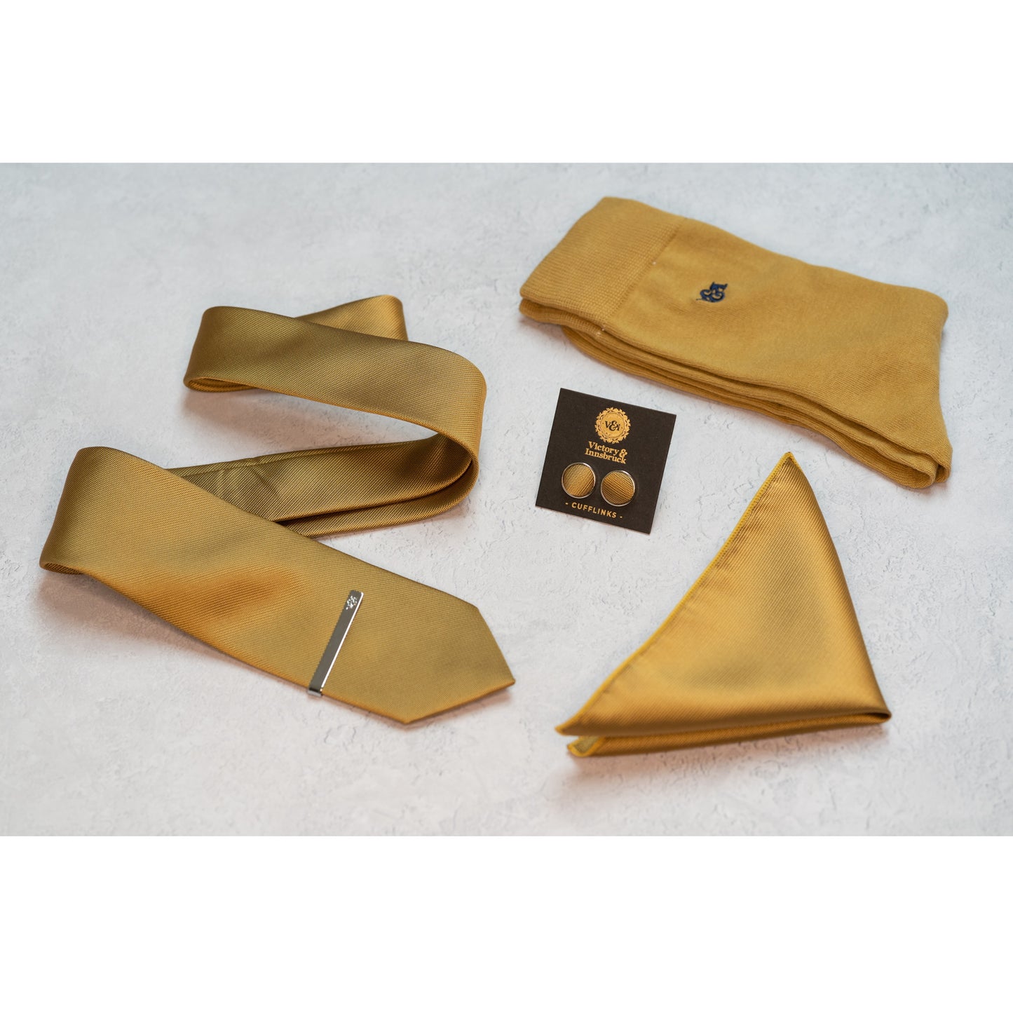 MUSTARD YELLOW TEXTURED TIE SET