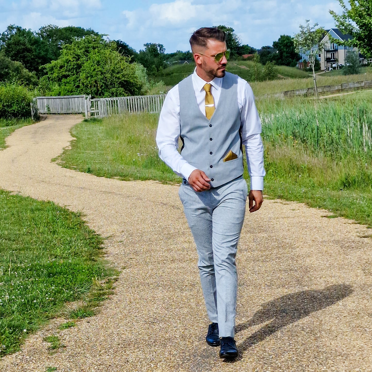 MUSTARD YELLOW TEXTURED TIE SET